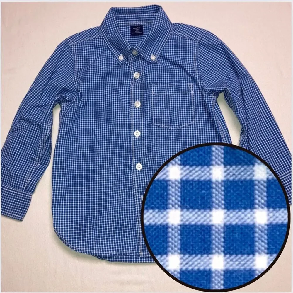 GAP Blue Plaid Button Down Shirt Boy’s 4 Preppy Western Top Gingham Casual Check